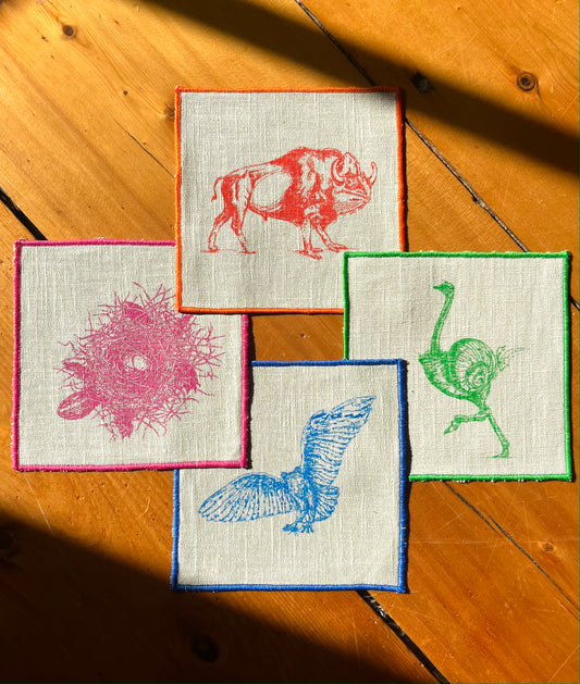 Mystical Creatures on Natural Linen